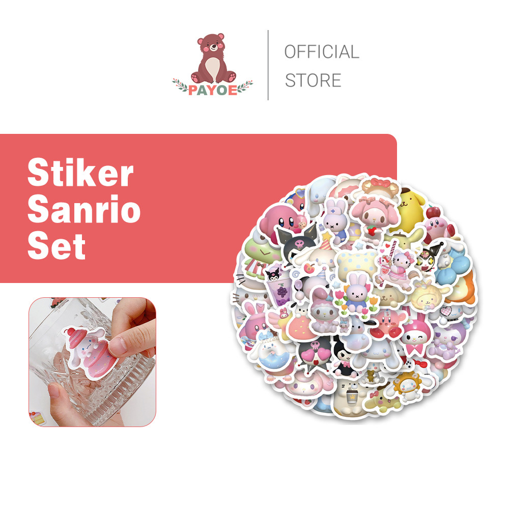 

PAYOE 100Pcs Stiker Buku Aesthetic Kartun Waterproof Sticker Laptop Diary Notebook Casing