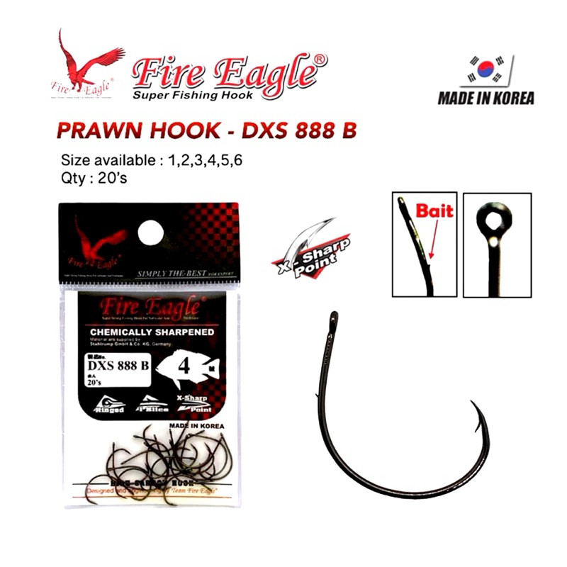 Mata Kail Pancing Udang Fire Eagle Prawn Hook DXS 888B