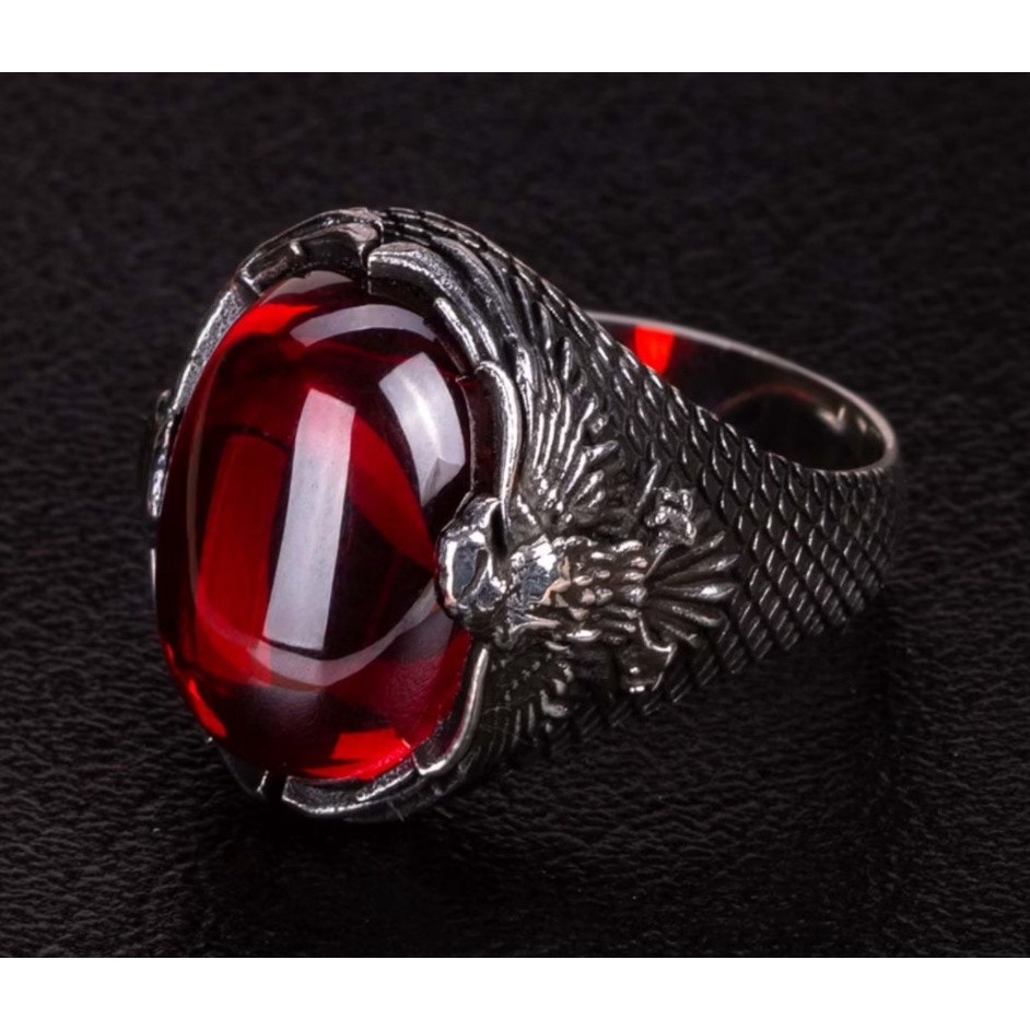 MERAH SIAM CINCIN BATU PERMATA ARTIS KOREA BAHAN TITANIUM HIGH QUALITY