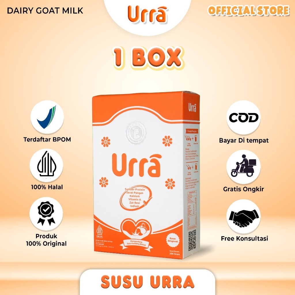 

( BIG PROMO ) Urra Susu Kambing Saanen Susu Penambah Berat Badan Anak dan Penambah Tinggi Badan anak - 1 Box