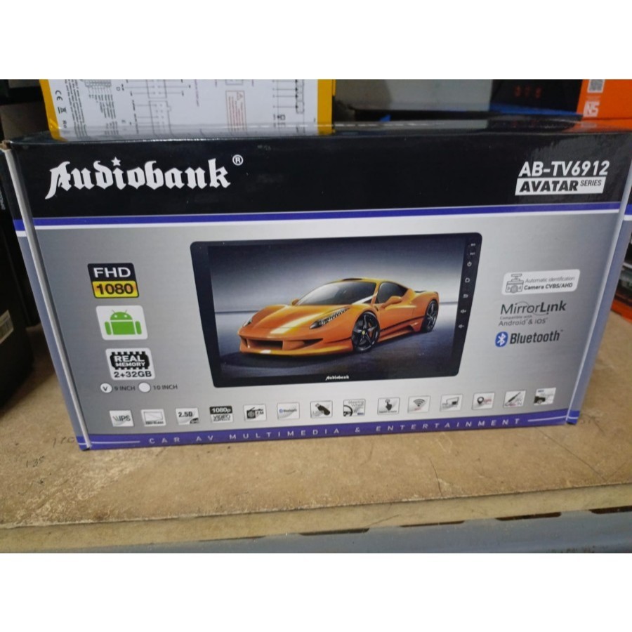 TV mobil Android Headunit android mobil merk AudioBank 9" Ram 2/32