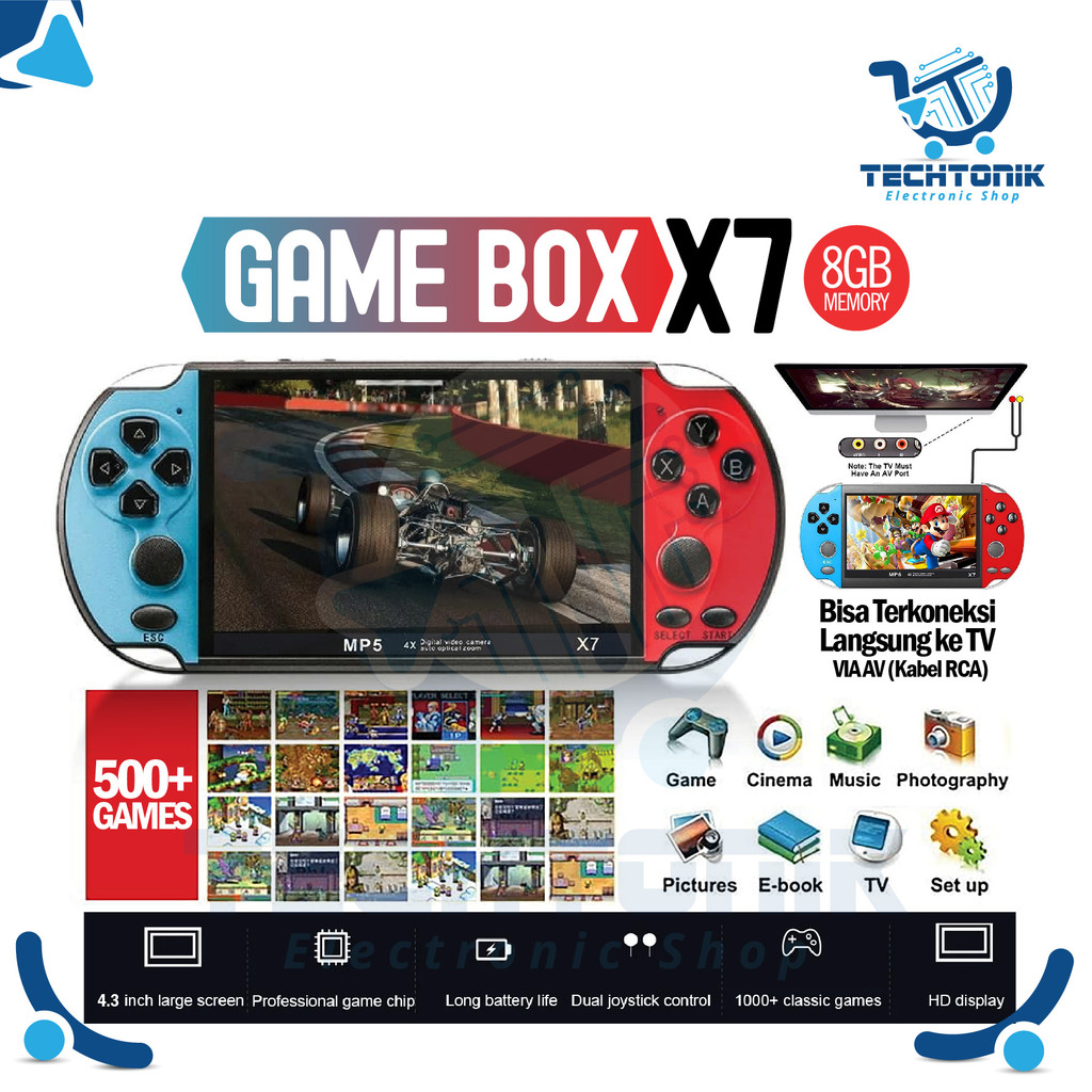 baharishop GAMEBOY X7 Enhanced Edition GAMEBOY PSP X7 Handheld Console 5.000+ games 4.3inch MP5