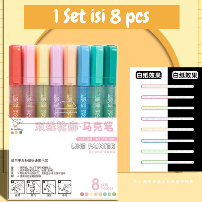 

Paint Spidol Marker Glitter Set Pena Gliter Outline Line Marker ST0073 - ST0073C