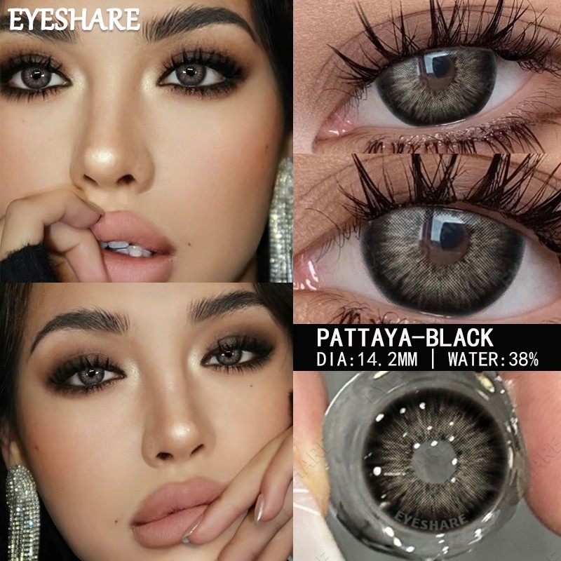 【COD】Softlens 1 Pasang Lensa Kontak Warna Hitam/Abu-abu PATTAYA Seri Lensa Kontak Mata softlens mata