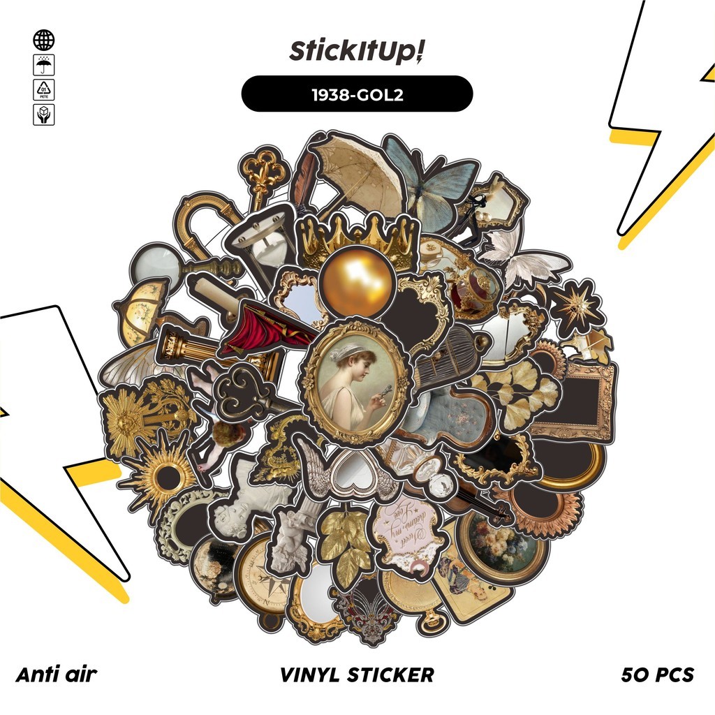 

COD✨ 50 Pcs Stiker GOLDEN ROYALITY COLORED RETRO AESTHETIC MIX 02 Lucu Anti Air Untuk Dekorasi Notebook Sepeda Skateboard Handphone DIY