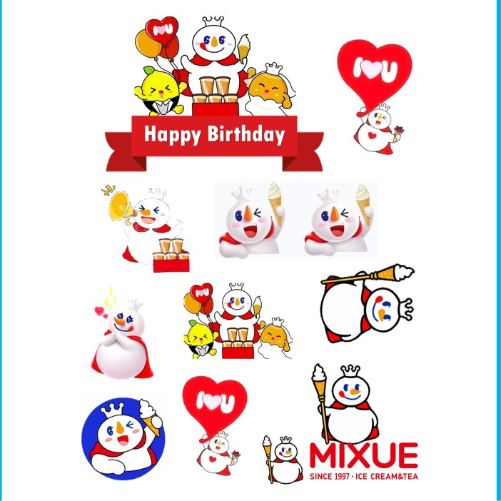 Topper Ultah MIXUE Custom/Topper Cake/MIXUE set hiasan kue