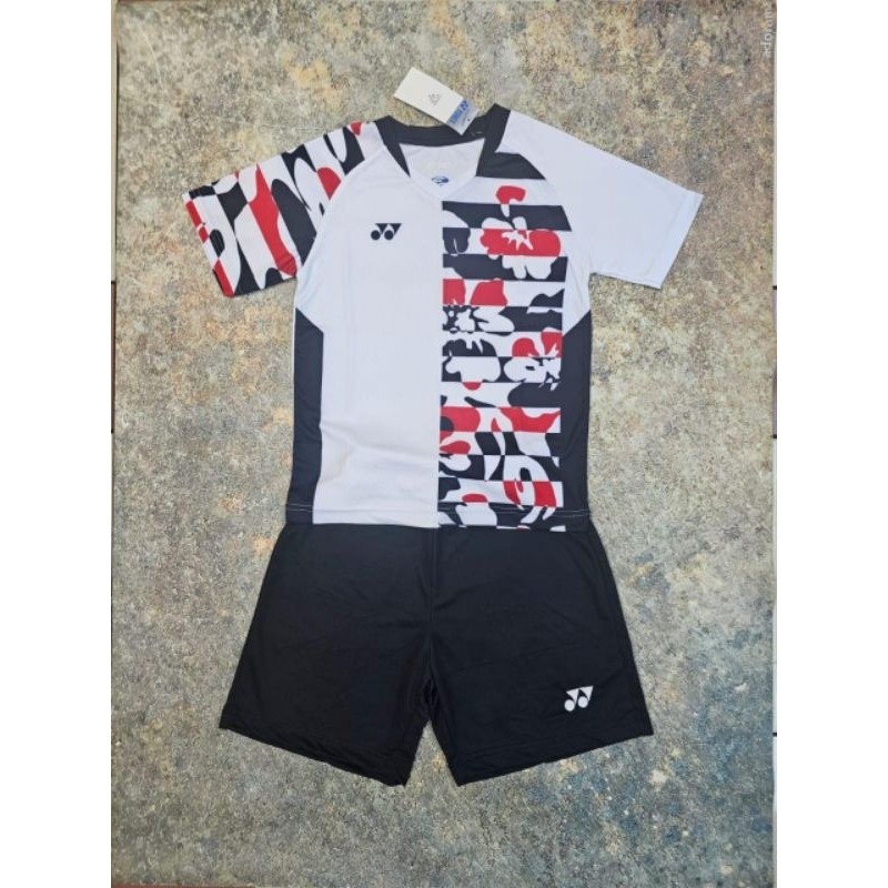 Warna Putih Motif Setelan Jersy Anak Printing Badminton Bulu Tangkis Sepak Bola
