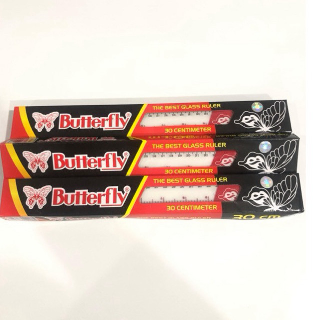 

Penggaris Plastik Buterfly 30 cm Per 1 Pcs / Mika Glass Ruller ButterFly - 1 Pcs
