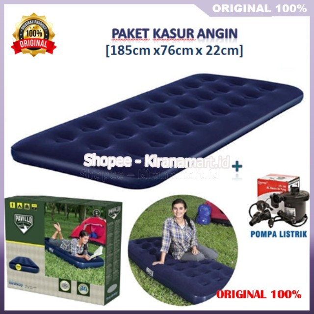 Kasur Angin Single Kasur Angin Portable + Pompa  Kasur Tidur Angin Paket Kasur Angin Single ORIGINAL