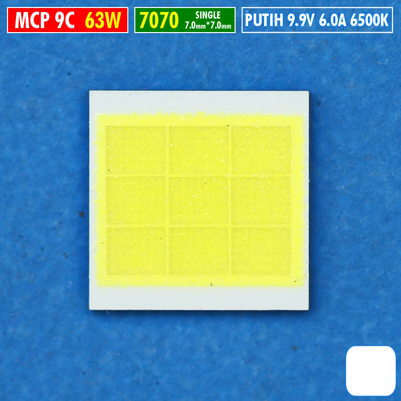 Chip LED 7070 63W 9C Single Putih MCP BiLED Projie RTD AES Voxx UPS 9V