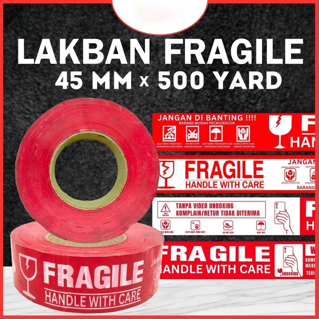 

Lakban Fragile Merah 2 Inch 500 Yard Jangan Dibanting 48 45 Mm 2" 500Y Handle With Care
