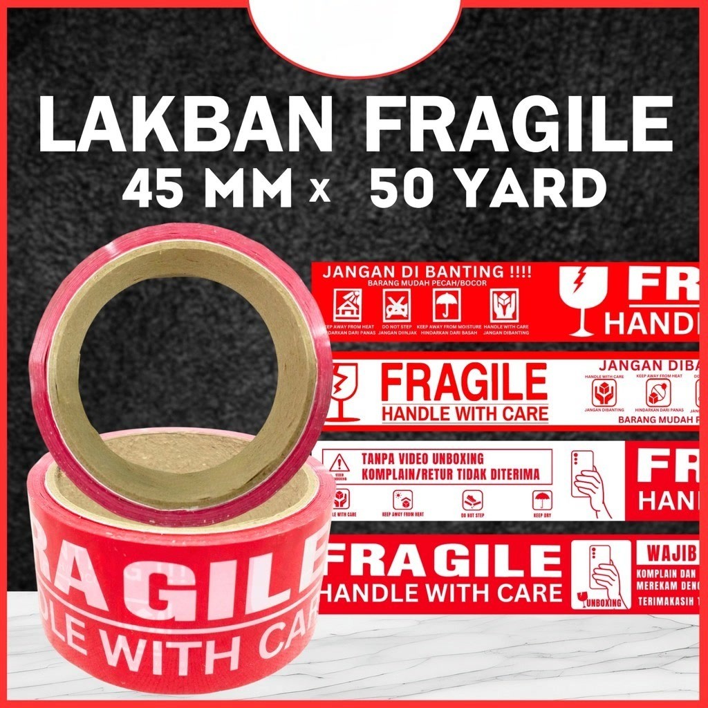 

Lakban Solasi Fragile 2 In 1 Merah Putih Jangan Di Banting 2 Inch IN 45MM 50 Y YARD