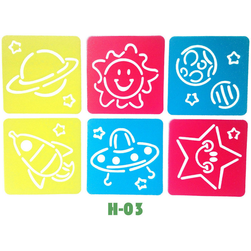 

6PCS/LOT.Outspace Star drawing template stencil Kids art stencils Drawing board Early learning educational art 14x15cm.18 design