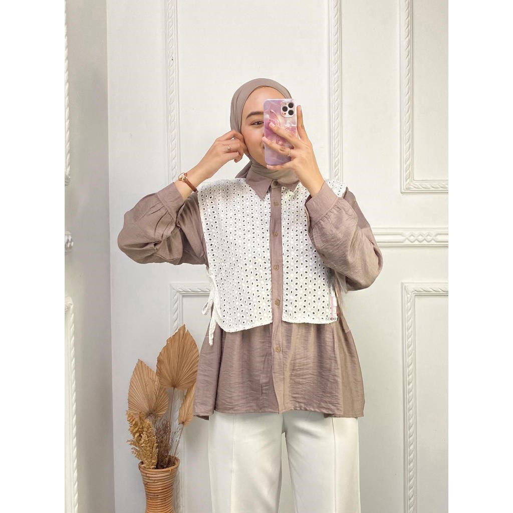 ANB - ZHN BLOUSE KEMEJA POLOS MIX BROKLAT WANITA FINA / Dena Kemaja Pollo / BLOUSE WANITA CASUAL HIJ