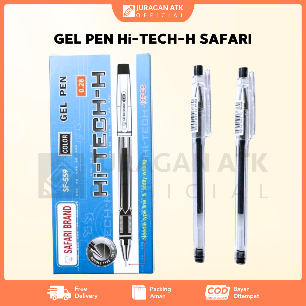 

( 1 Pack 12Pcs ) SAFARI BRAND Pulpen Gel Hi Tech 0.28 / Gel Pen Hi-Tech-H Safari SF-559