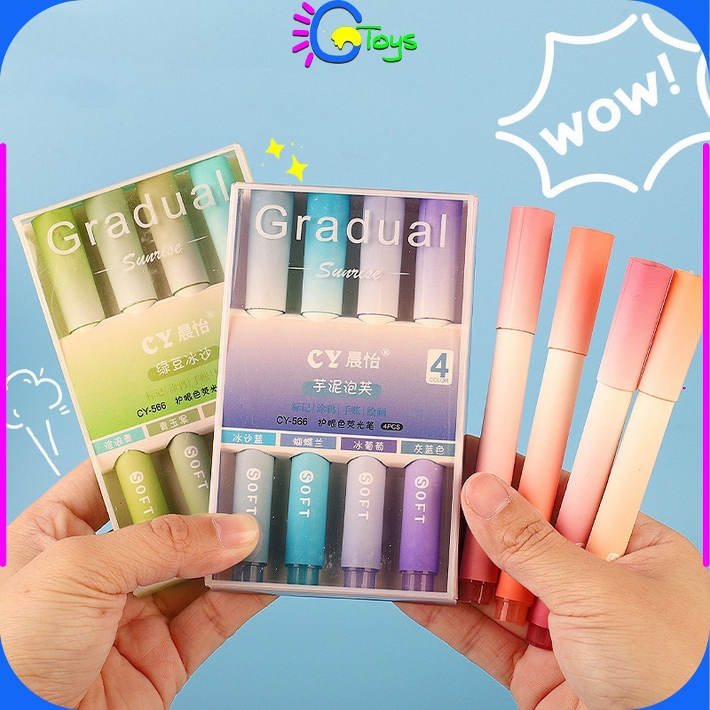 

CR-A55 Highlighter Pastel Penanda Teks Set 4IN1 Alat Tulis Sekolah / Spidol Pen Marker Warna Gradasi Painting Multifungsi / Textliner Stasionary Import