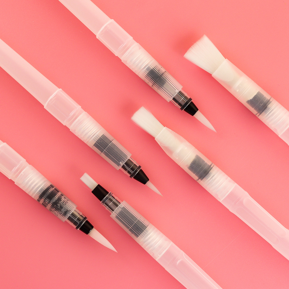 

3pcs/set Flat / Fine Tip Refillable Water Brushes For Watercoloring Painting Drawing Projeccts Water Color Brush Pens