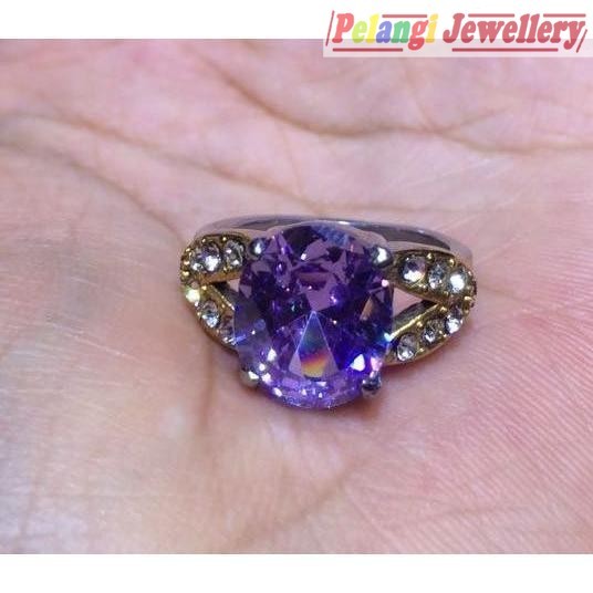 Cincin Titanium Wanita Batu Pink Star Diamond HQ