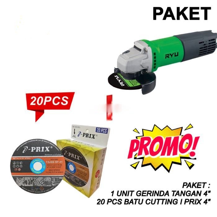 Paket RYU Mesin Gerinda 4 Inch RSG 100 + I Prix 4" - +CUTTING 20PCS