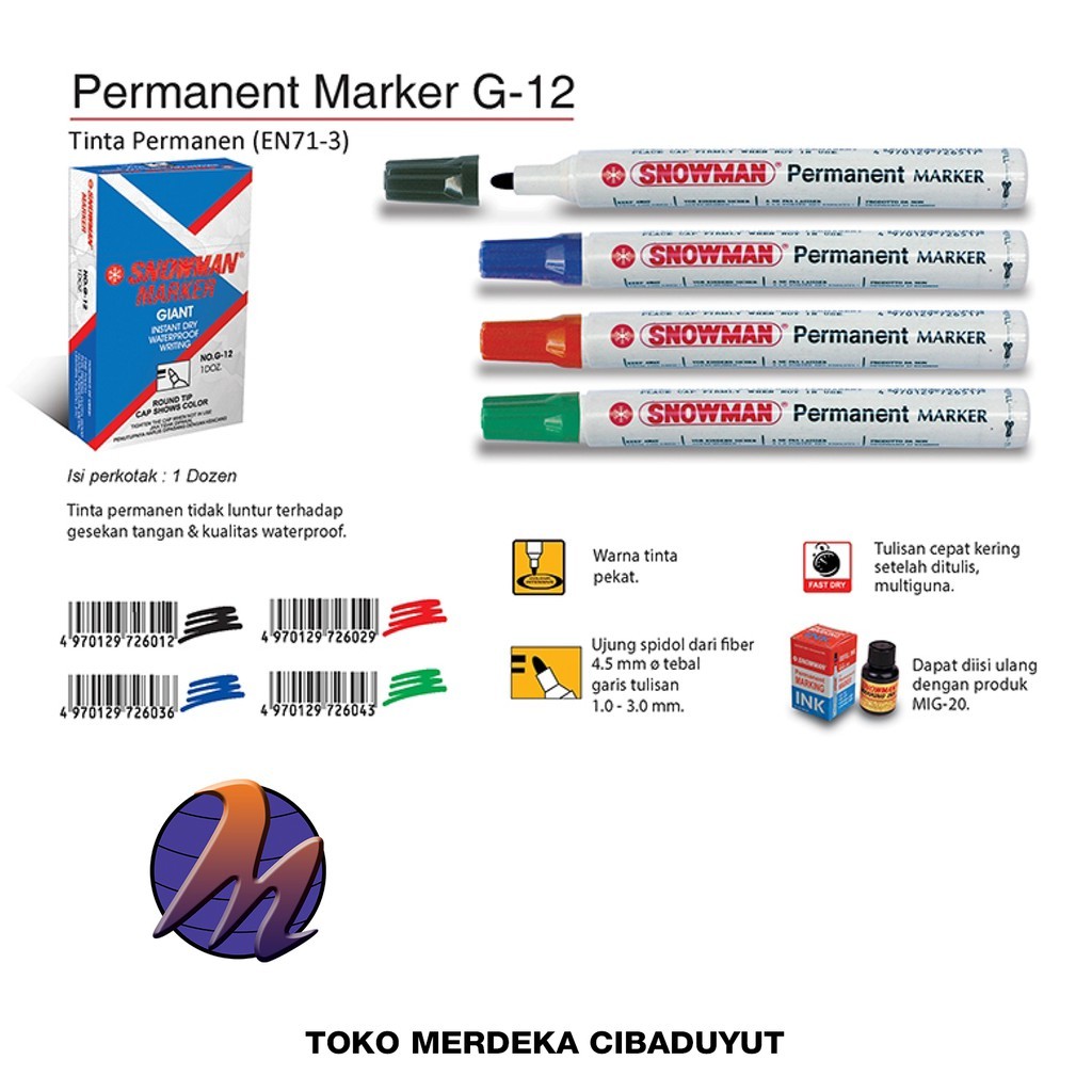 

Spidol Permanent Marker / Snowman ( SATUAN )