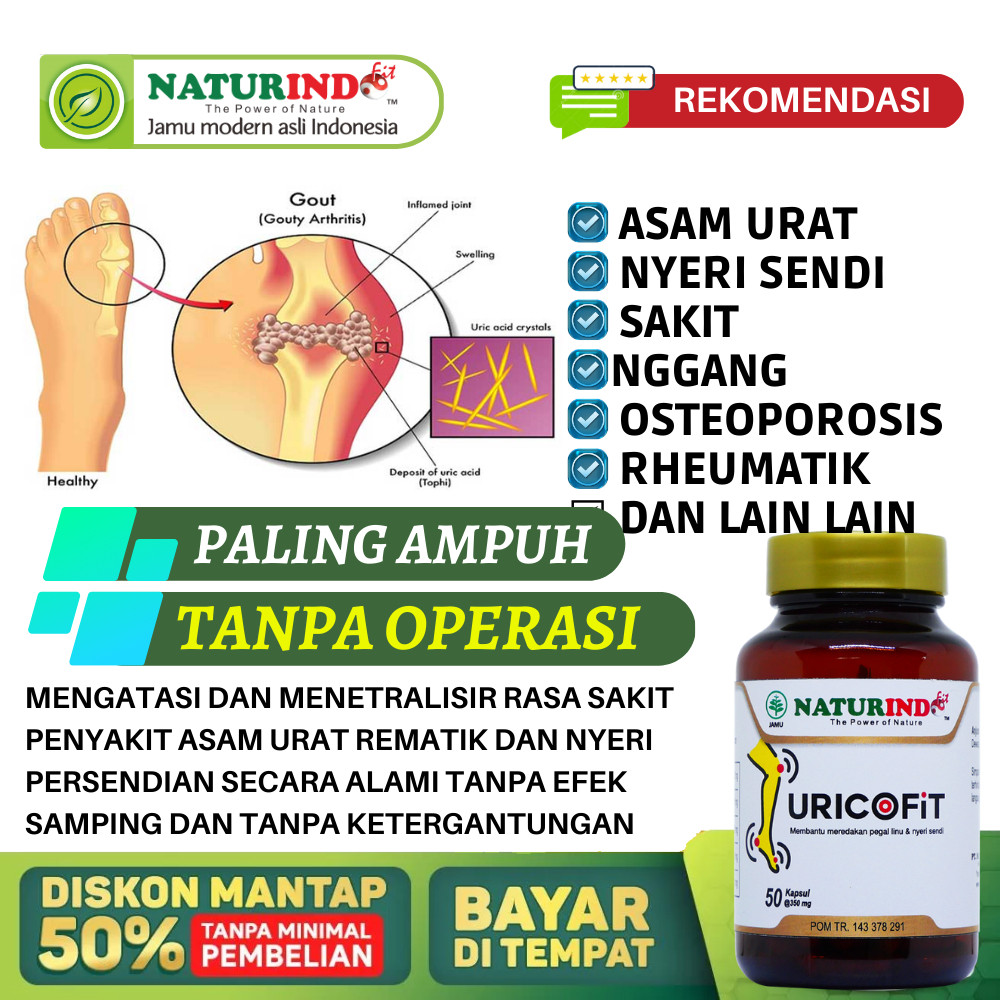 Uricofit Obat Asam Urat Paling Ampuh Reumatik Encok Nyeri Sendi Pengapuran Tulang Osteoporosis Kebas