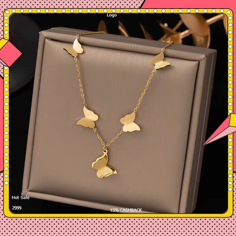 Kalung Titanium Fashion Kupu Kupu 5 - Kalung Wanita Fashion Kupu Kupu
