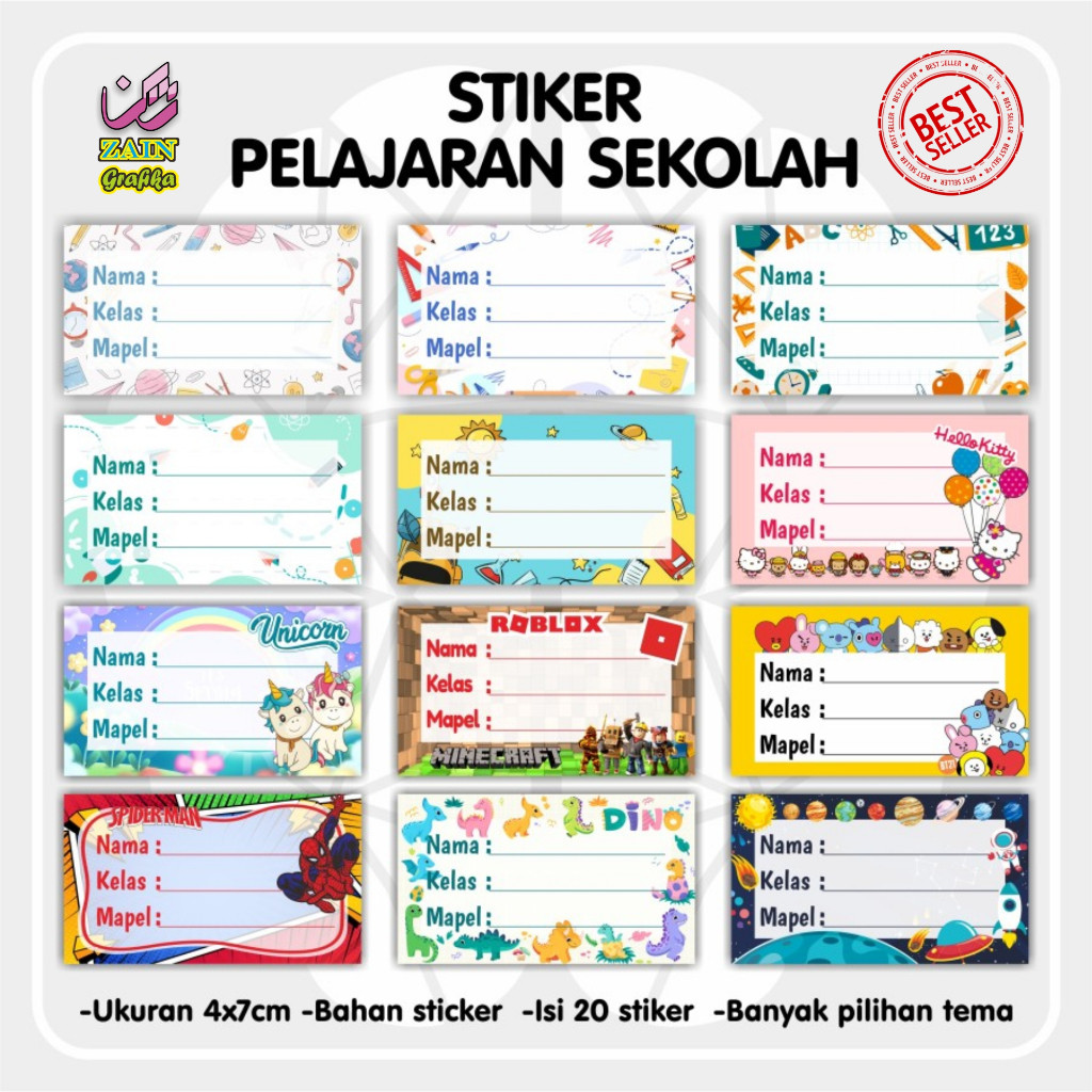 

Cetak Label Buku Mata Pelajaran Custom zain grafika