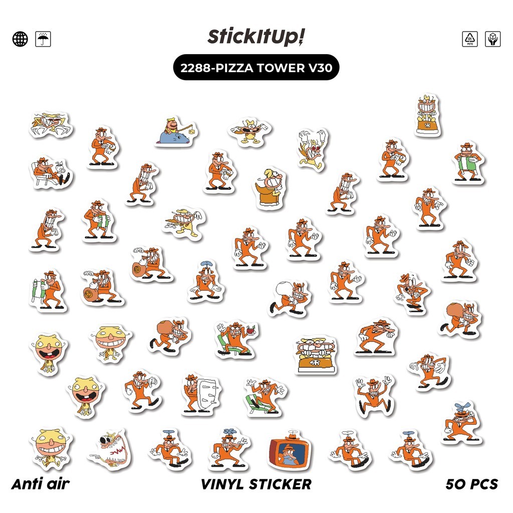 

COD✨ 50 Pcs Stiker PIZZA TOWER V30 Lucu Anti Air Untuk Dekorasi Notebook Sepeda Skateboard Handphone DIY