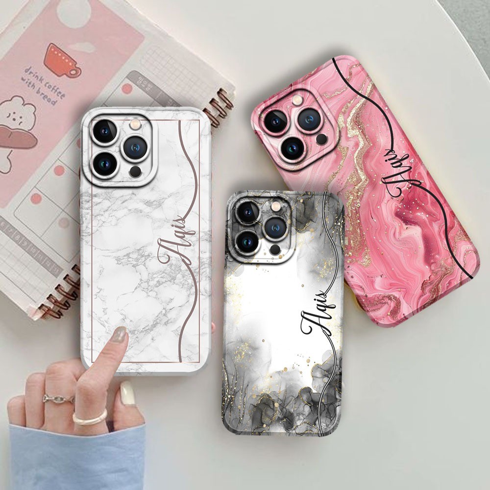 ALL TYPE CASE CUSTOM/REQUEST NAMA MOTIF MARBLE UNTUK VIVO V27 5G V23 5G V23E V20 V29/S17 Y81 V20 SE 