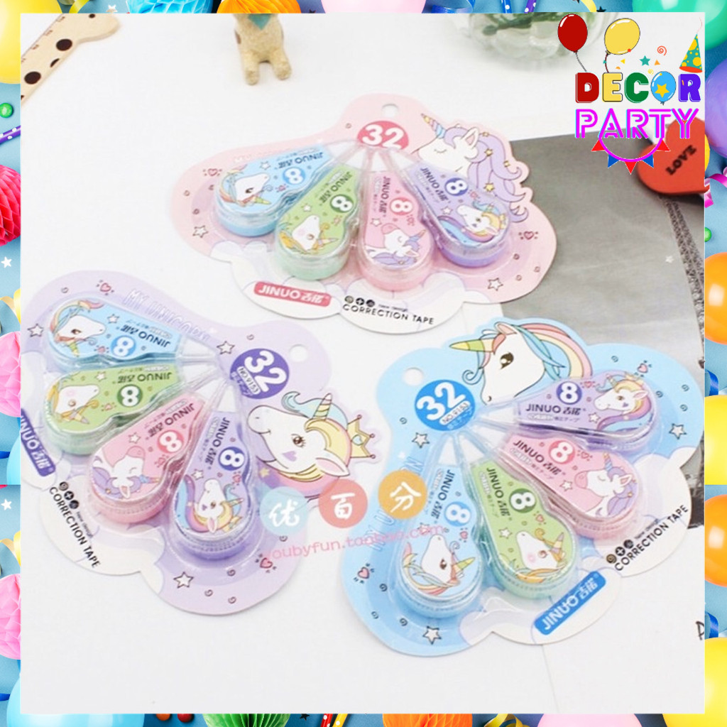 

DP Correction Tape Karakter 4In1 Penghapus Pulpen Roll Isi 4 pcs Karakter Lucu Unicorn Penghapus Pena Tip-Ex Kertas Mini 4in1 Tip Ex Set 4 Pcs