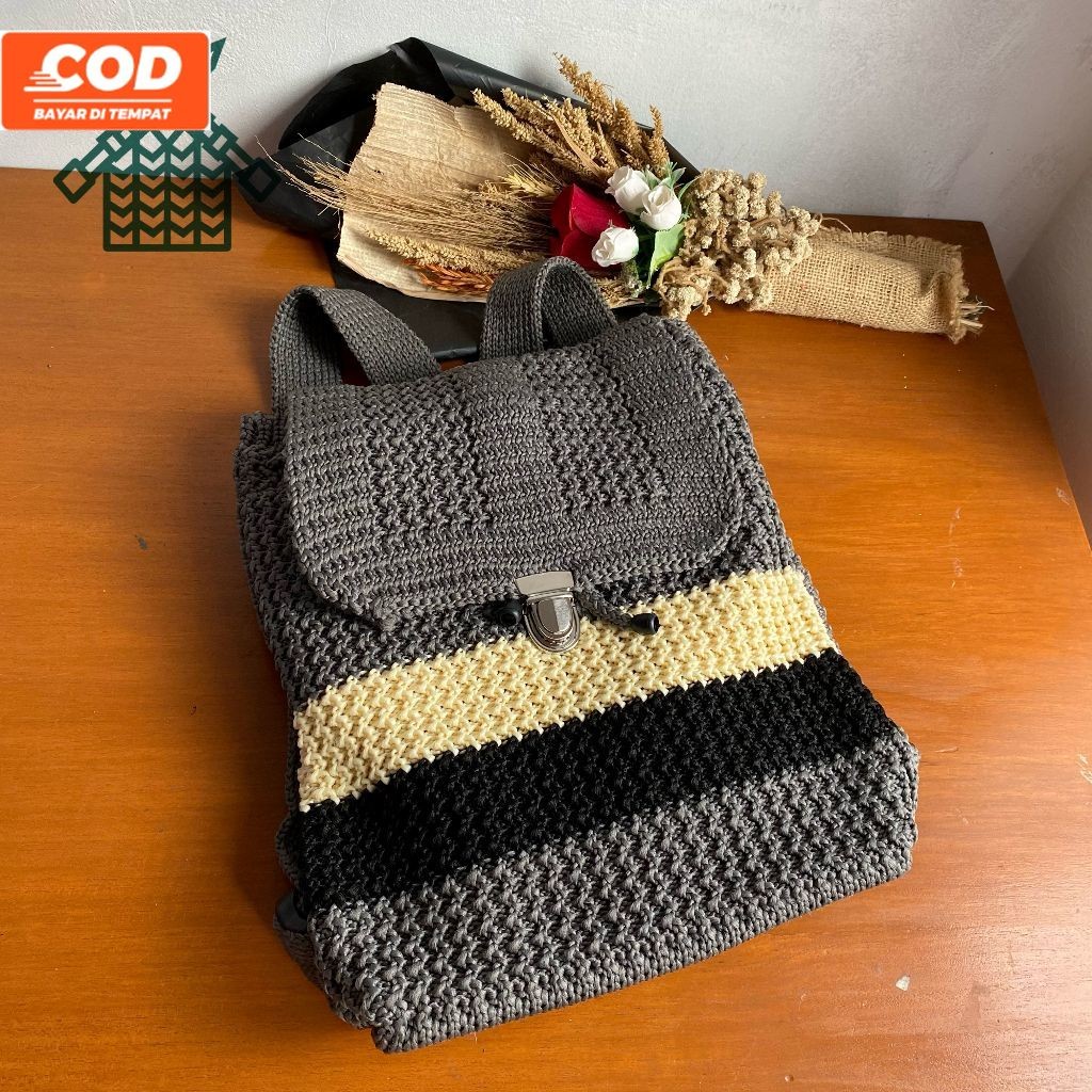 Tas Ransel Rajut Murah / tas ransel rjutan bandung / tas gendong wanita RAJUTAN