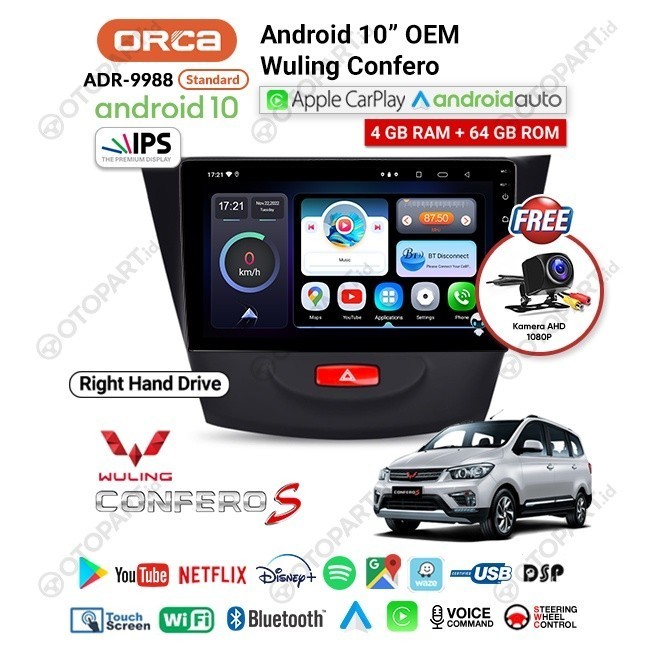 Head Unit TV Android 10″ inch OEM Wuling Confero RHD