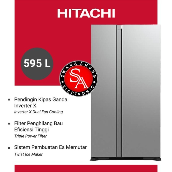 Kulkas Side By Side 525 Liter Hitachi Type : HRSN9522 - Inverter ( MEDAN )