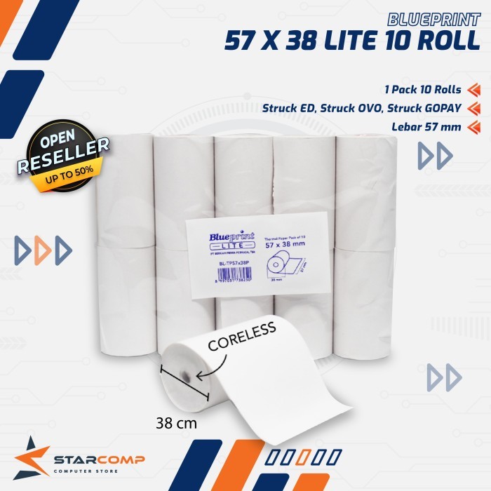 

KERTAS THERMAL BLUEPRINT LITE 57x38 - 1 Pack isi 10 roll