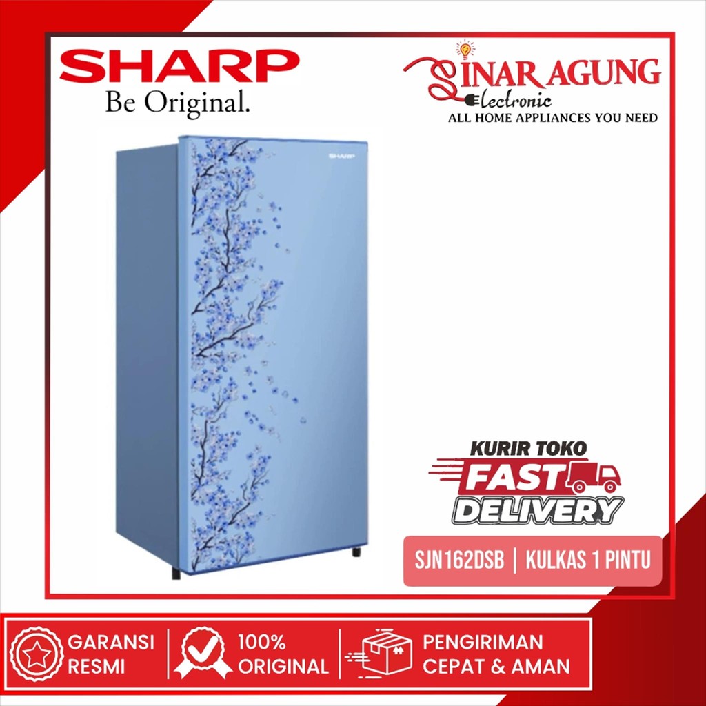 SHARP SJ-N162D-SB / SJN162DSB KULKAS 1 PINTU BIRU - GARANSI RESMI