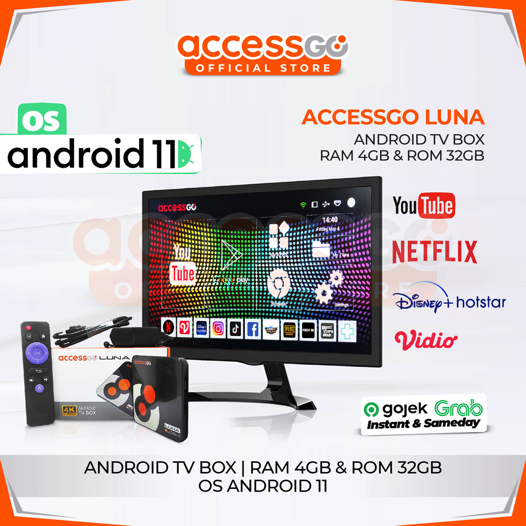 Tv box Android UHD 4K AccessGo Luna RAM 4GB ROM 32GB ATV