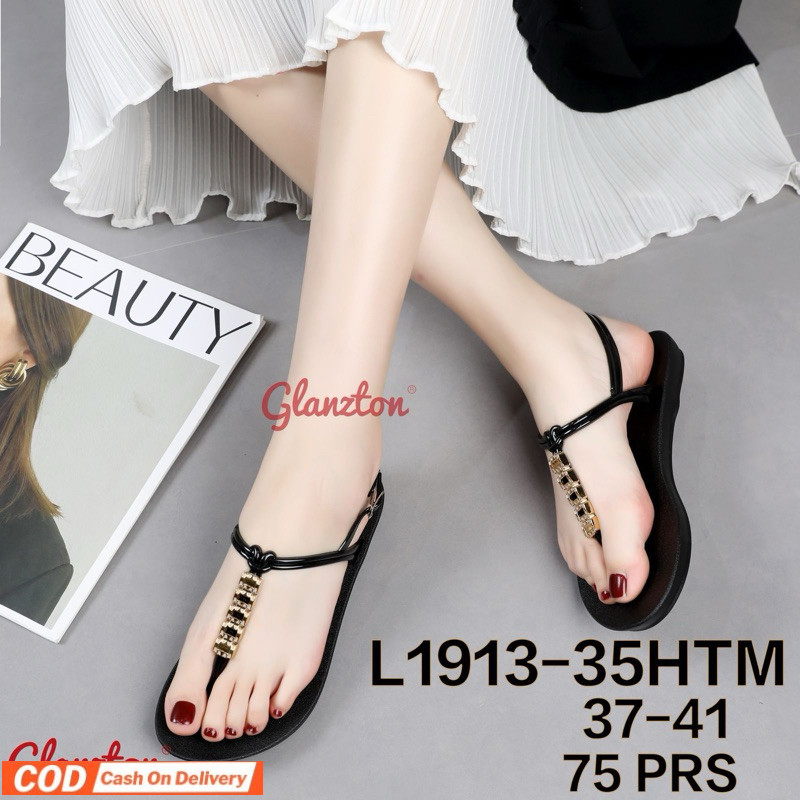 Sandal Jelly Glanzton L1913 Sandal Tali LET PEARL SQUARE Terbaru