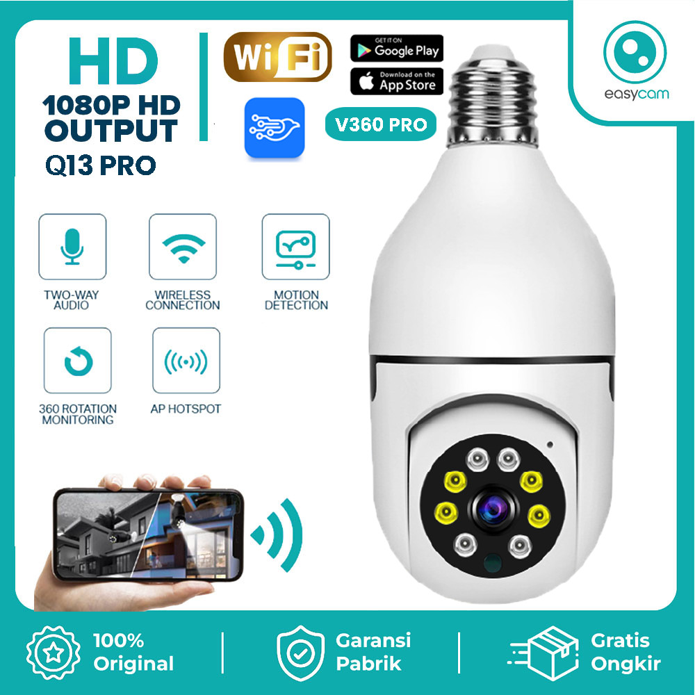 [ V360Pro ]CCTV Wifi  Q13 PRO HD PTZ IP Kamera Cctv Wide Angle V360 PRO Derajat Human Detection IP C