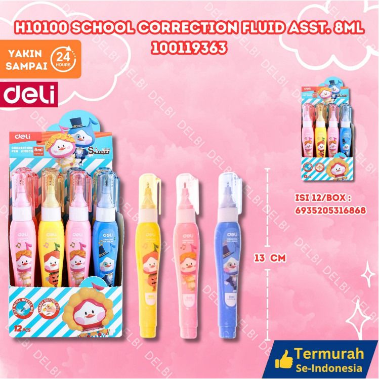 

Deli H10100 Correction Fluid Tipe X Cair Pulpen 8 ml - Yellow / Blue / Pink H10100 School Correction Fluid ASST. 8ml