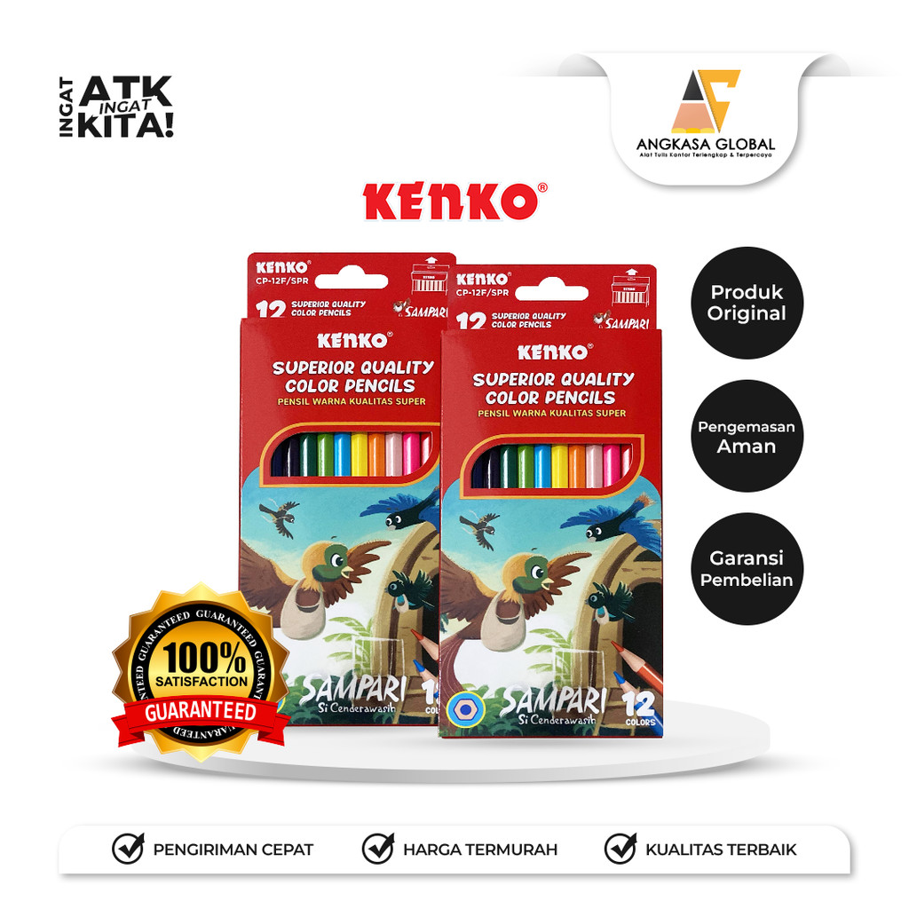 

KENKO PENSIL WARNA/ COLOR PENCIL CP-12F-SPR SAMPARI (1SET)