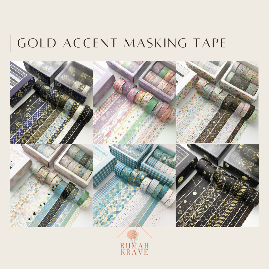 

RUMAH KRAVE - Gold Accent Masking Tape Solatip Kertas Motif Warna