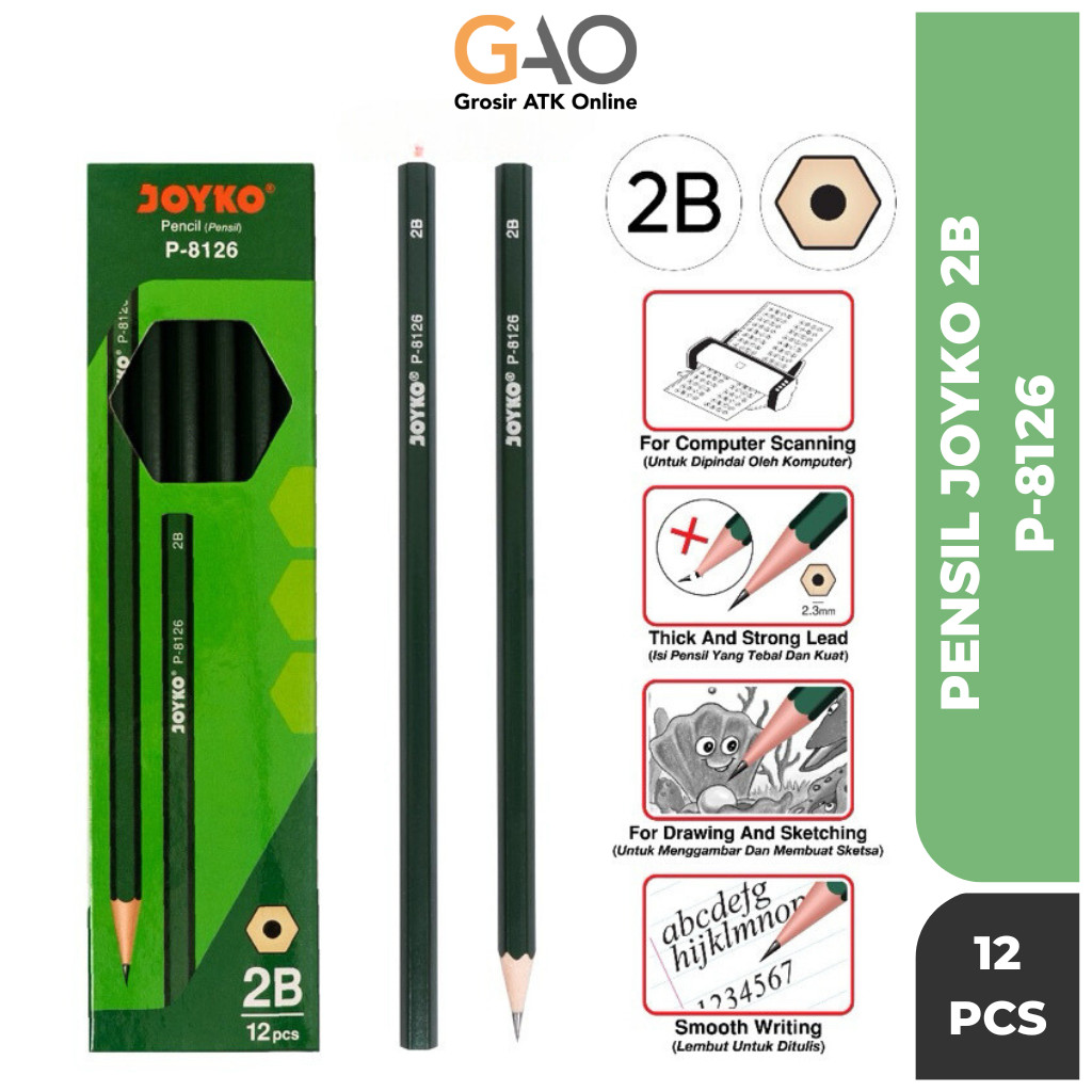

( 12 Pcs ) Pensil Joyko 2B 1 Box P-8126 / Pencil Joyko 2B 1 Pack 12 Pcs