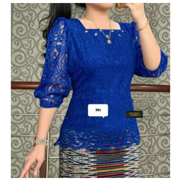 RN Blus  baju atasan wanita terbarukebaya brokat model tangan Balon terbaru..Atasan kebaya