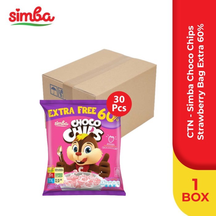 

cw CTN - Simba Choco Chips Strawberry Bag 50gr+30gr Extra 60%