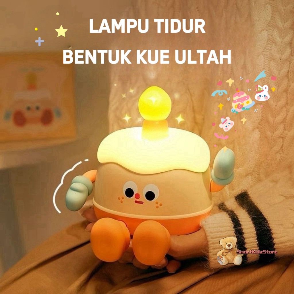 Premium Lampu Tidur Bentuk Kue Ultah Happy Birthday Cake Lampu Kamar Hias Aksesoris Kamar Tidur