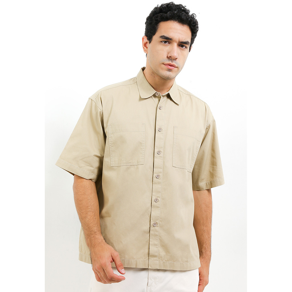 X EIGHT Jeff Shirts - kemeja pria lengan pendek oversize