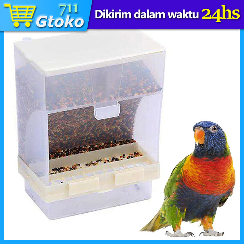 Dispenser Pakan Burung Otomatis Tempat Makan Gantung Plastik Anti Tumpah Burung Beo Pipit Parrot Par