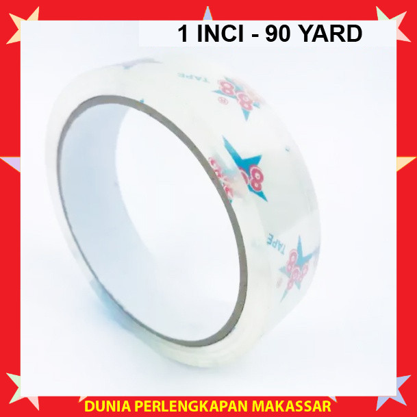 

P02C15 Lakban Bening 1 Inci 24 MM Panjang 90 Yard Isolasi Bening Selotip Sedang Kado