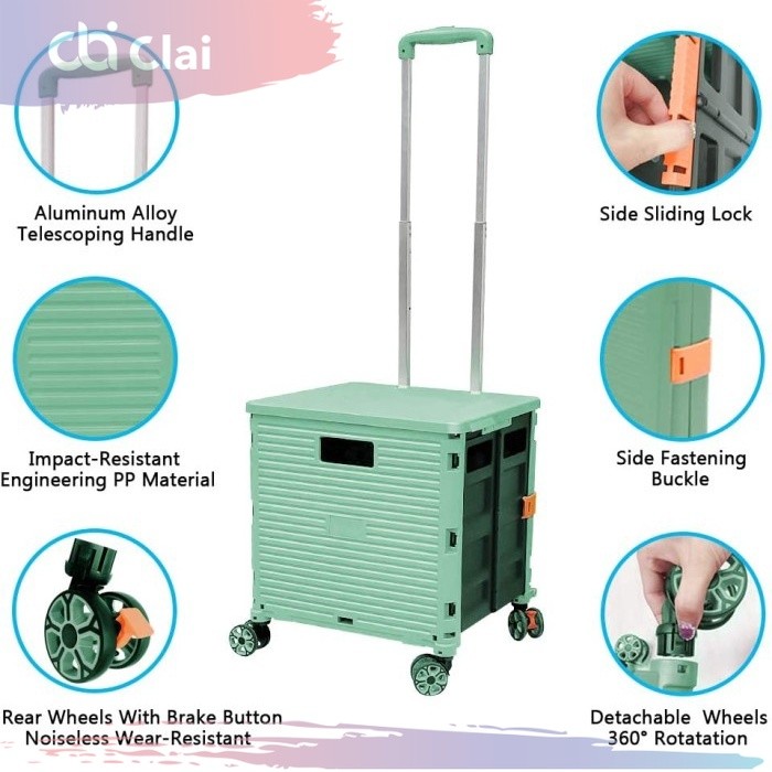 Portable  Trolley Keranjang lipat Box koper box belanja troley troli Barang Mobil lipat Kursi Pet St