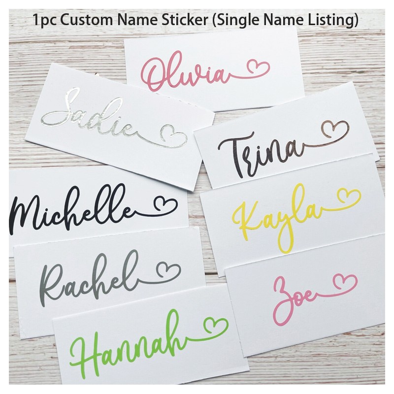 

Personalised Name Sticker Vinyl Decal for Kids Water Bottle & Lunchbox Love Heart Style Decorative Label of 1 Piece